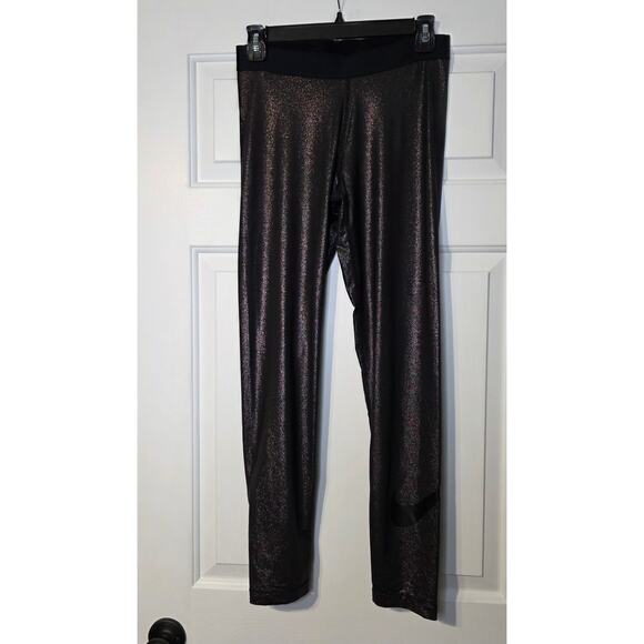 NIKE Pro Dri Fit Metallic Bronze Leggings Women Sz L - Picture 1 of 6